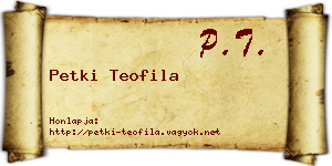 Petki Teofila névjegykártya